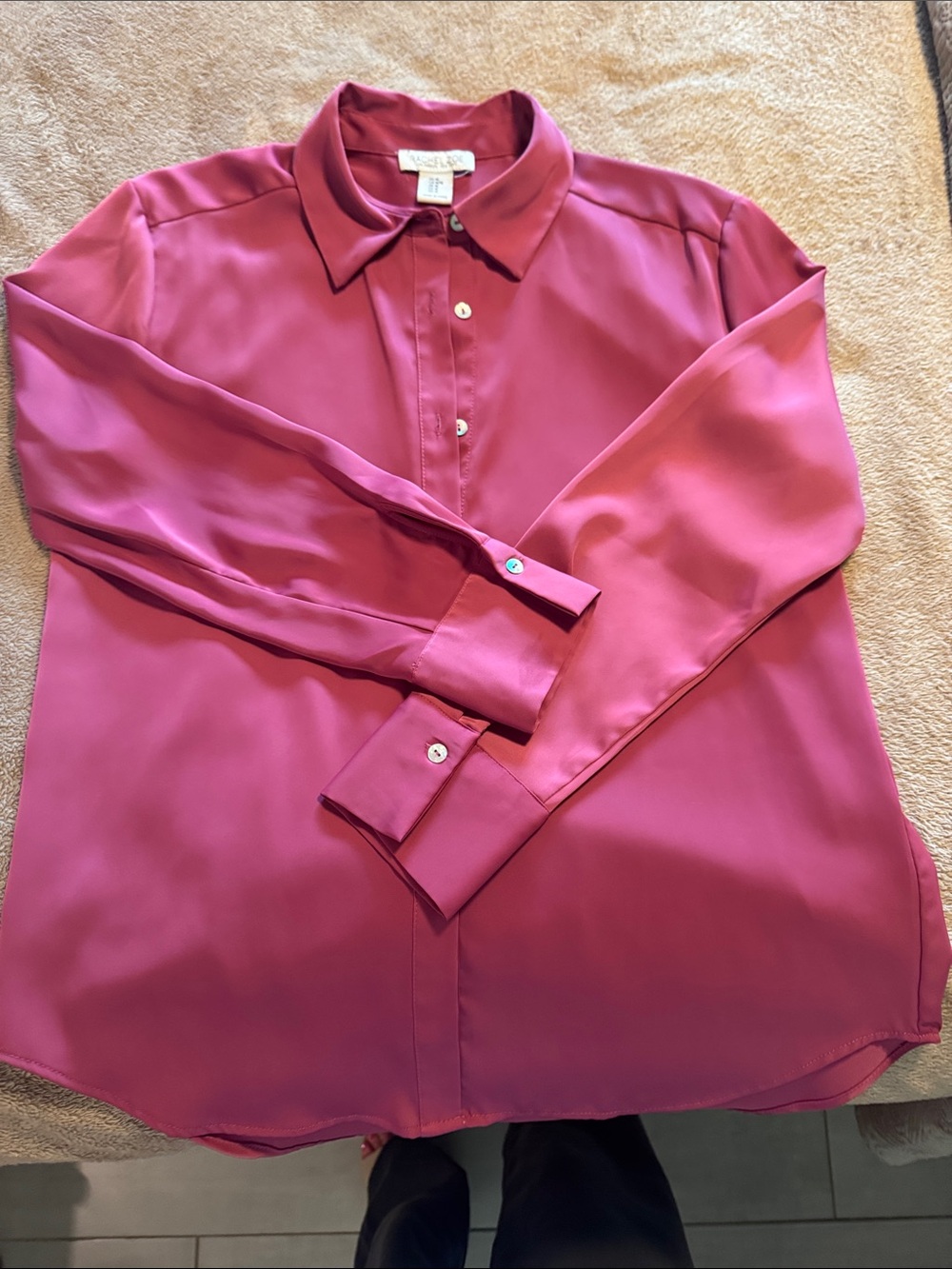 Rachel Zoe Magenta Button-Up Silk-Blend Blouse